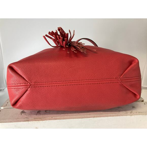 MICHAEL KORS, LARGE PINK PEBBLED LEATHER HANDBAG WITH TASSEL - Picture 8 of 16